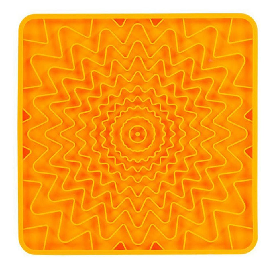 Messy Mutts Dog Framed Silicone Interactive Licking Mat, 10 in x 10 in Orange