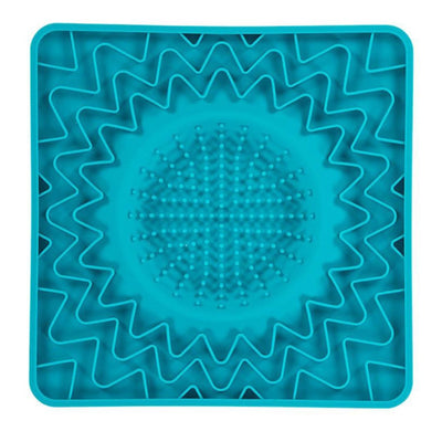 Messy Mutts Dog Cat Framed Silicone Interactive Licking Bowl Mat, 10 in x 10 in Blue