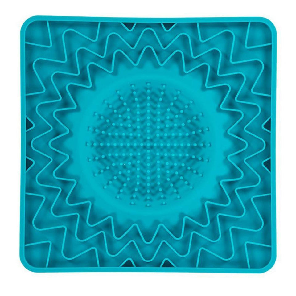Messy Mutts Dog Cat Framed Silicone Interactive Licking Bowl Mat, 10 in x 10 in Blue