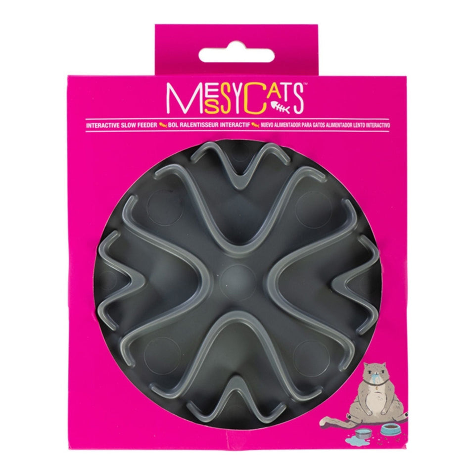 Messy Mutts Cat Interactive Feeder Gray 6 Inches