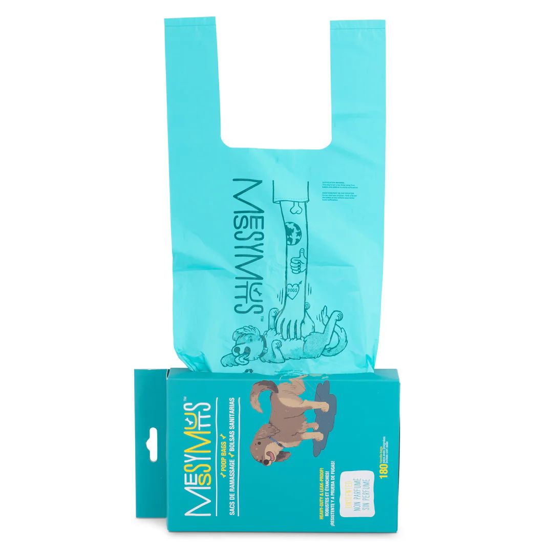 Messy Mutts Dog Advanced Biorecycle Poop Bag Teal Tie Up Handle Teal, view 4