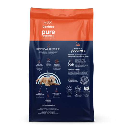 CANIDAE PURE Farm To Bowl GrainFree LID Dry Puppy Food Wild Caught Salmon Sweet Potato, 1ea/22 lb