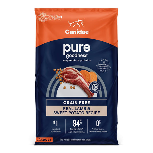 CANIDAE PURE Farm To Bowl GrainFree LID Dry Dog Food Lamb Pea, 1ea/4 lb