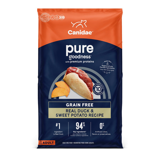 CANIDAE PURE Farm To Bowl GrainFree LID Dry Dog Food Duck Sweet Potato, 1ea/4 lb