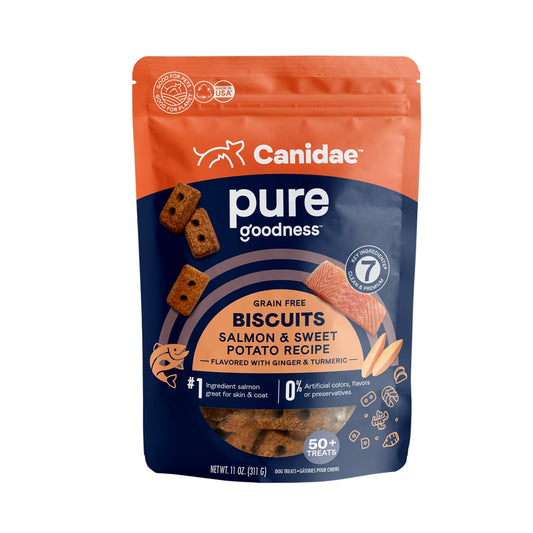 CANIDAE PURE Goodness GrainFree Biscuit Dog Treats Salmon Sweet Potato, 1ea/11 oz
