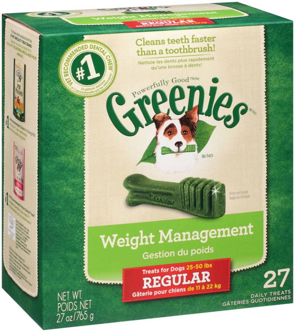 Greenies Weight Management Dog Dental Dog Treats Regular, 27 oz, 27 ct