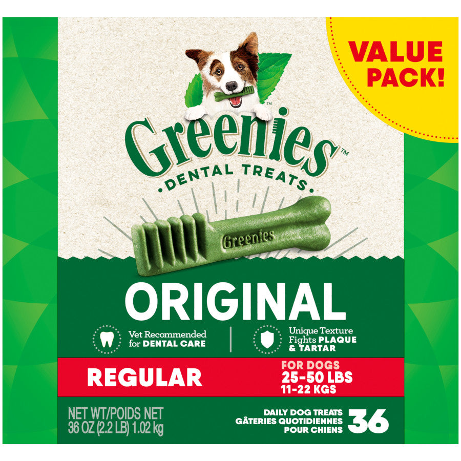 Greenies Dog Dental Dog Treats Regular, Original, 36 oz, 36 ct