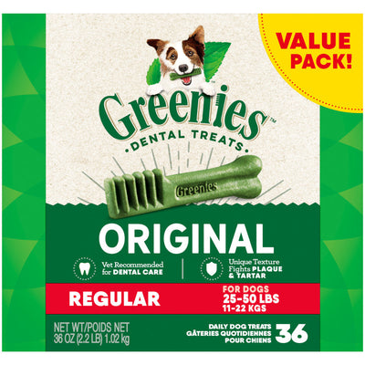 Greenies Dog Dental Dog Treats Regular, Original, 36 oz, 36 ct