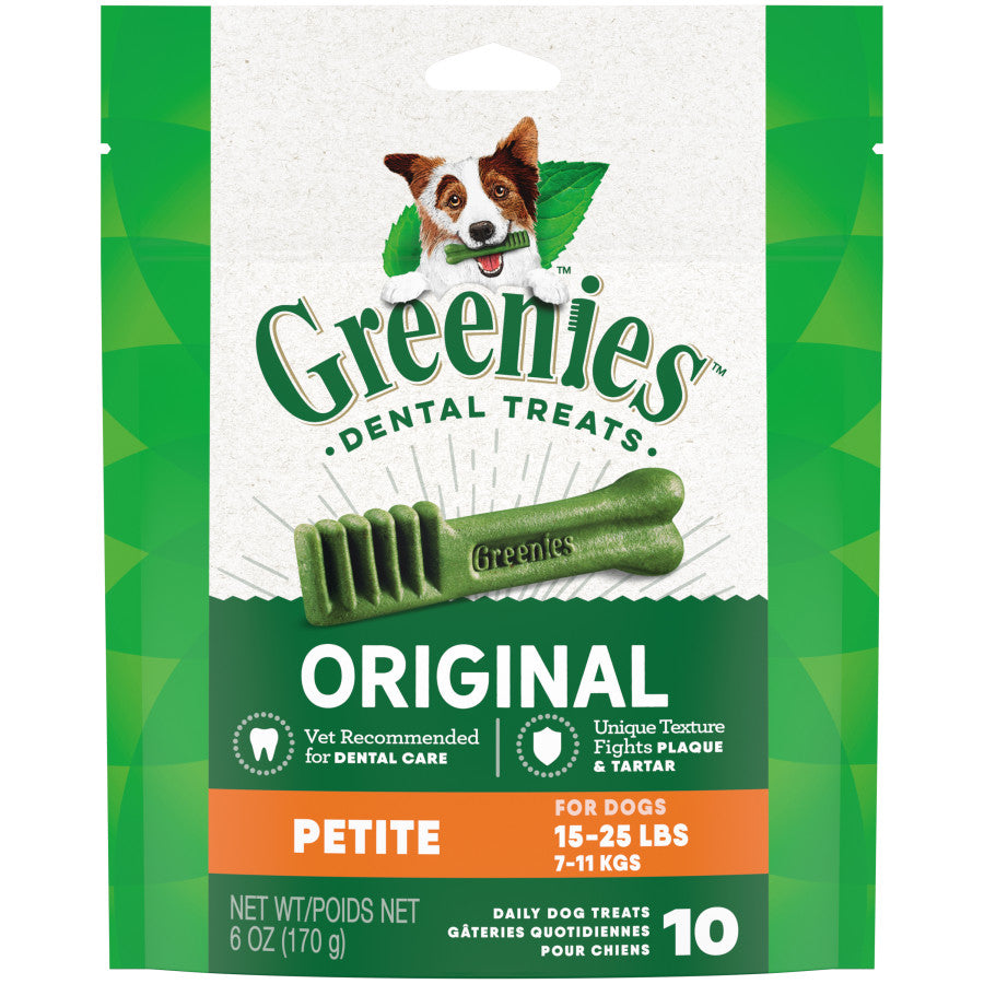 Greenies Dog Dental Dog Treats Petite, Original, 6 oz, 10 ct