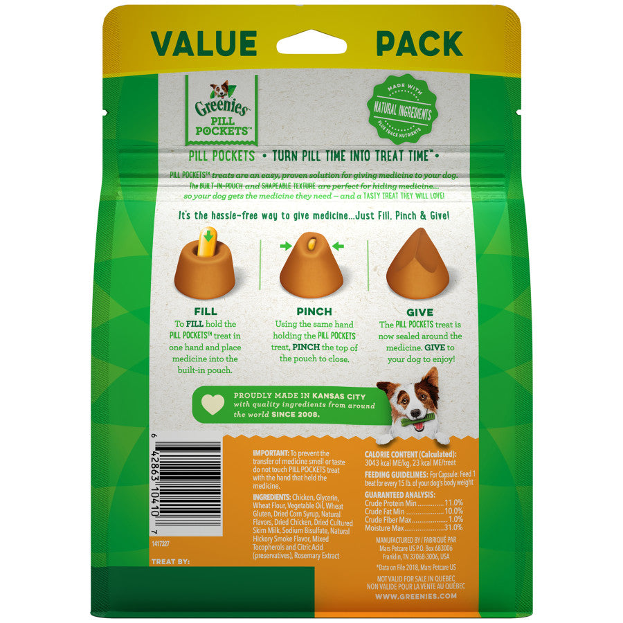 Greenies Pill Pockets for Capsules Chicken, 60 ct, 15.8 oz