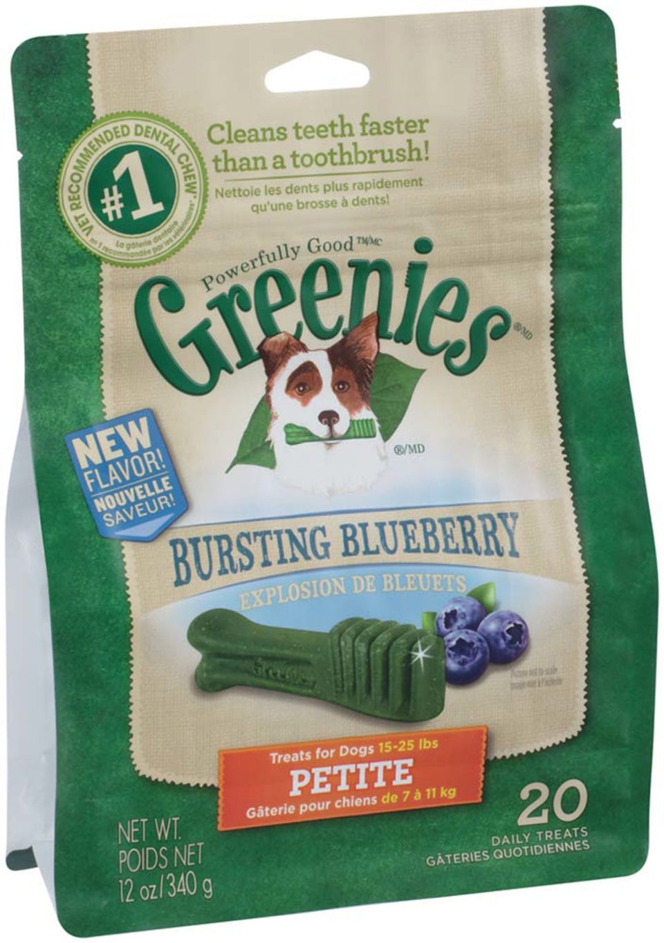 Greenies Dog Dental Dog Treats Petite, Blueberry, 12 oz, 20 ct