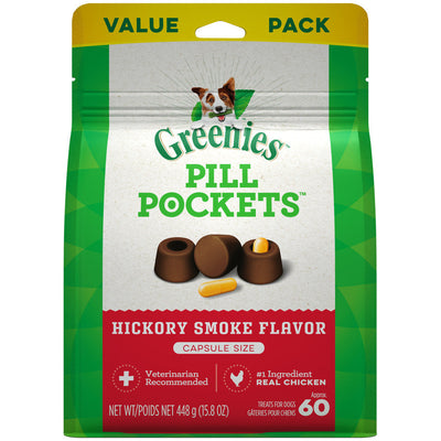 Greenies Pill Pockets for Capsules Hickory Smoke, 60 ct, 15.8 oz
