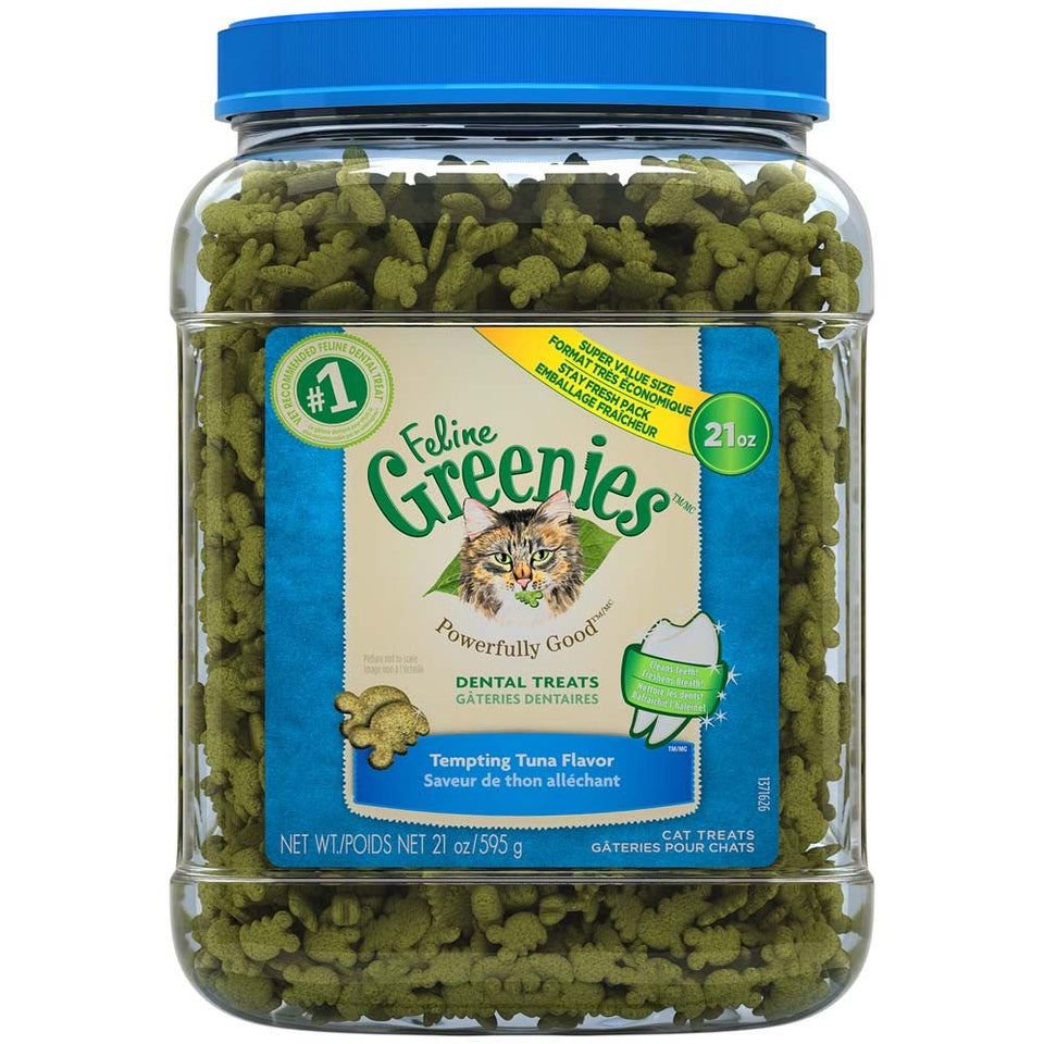 Greenies Feline Adult Cat Dental Cat Treats Tempting Tuna, 21 oz