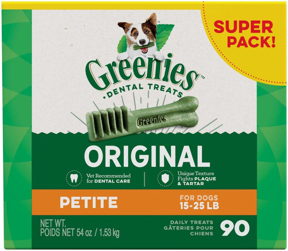 Greenies Dog Dental Dog Treats Petite, Original, 54 oz, 90 ct