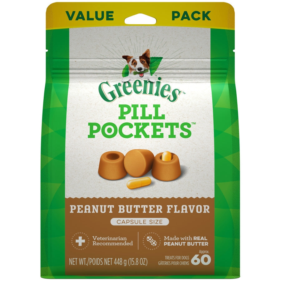 Greenies Pill Pockets for Capsules Peanut Butter, 60 ct, 15.8 oz