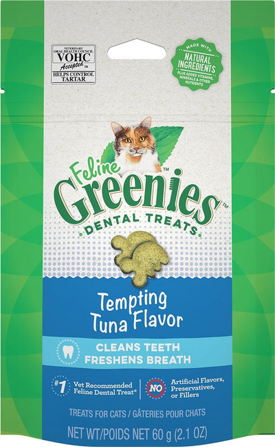 Greenies Feline Adult Cat Dental Cat Treats Tempting Tuna, 2.1 oz