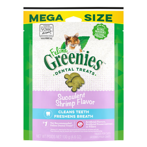Greenies Feline Adult Cat Dental Cat Treats Succulent Shrimp, 2.1 oz