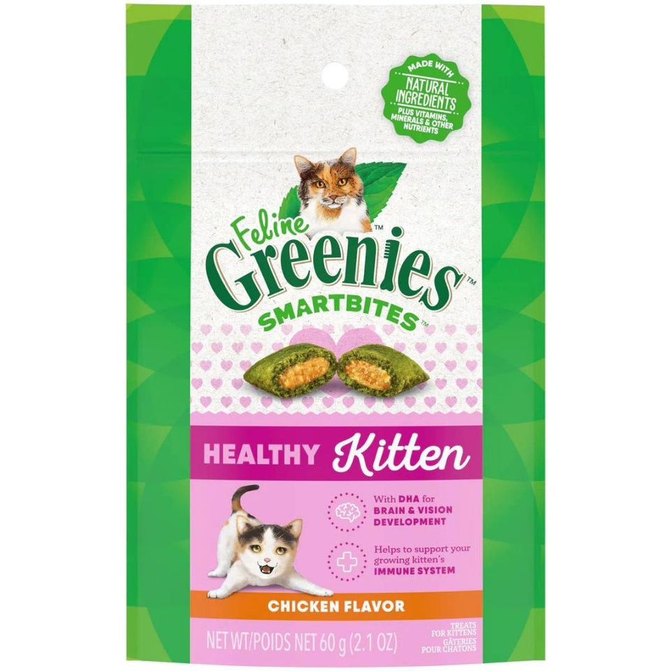 Greenies Feline Smart Bites Healthy Kitten Cat Treats Chicken, 2.1 oz