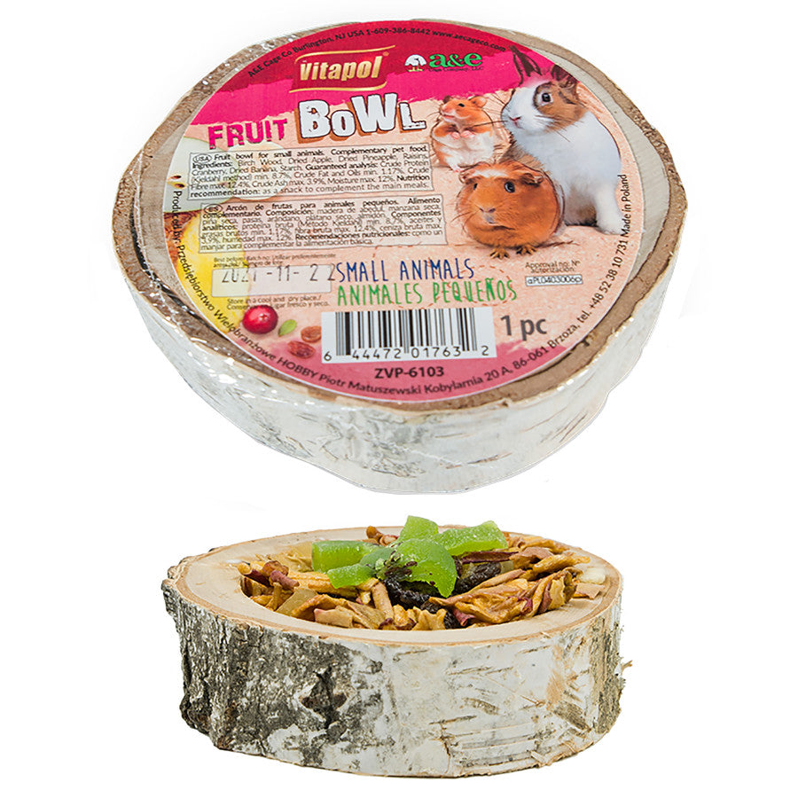 A&E Cages Vitapol Wooden Treat Fruit Bowl