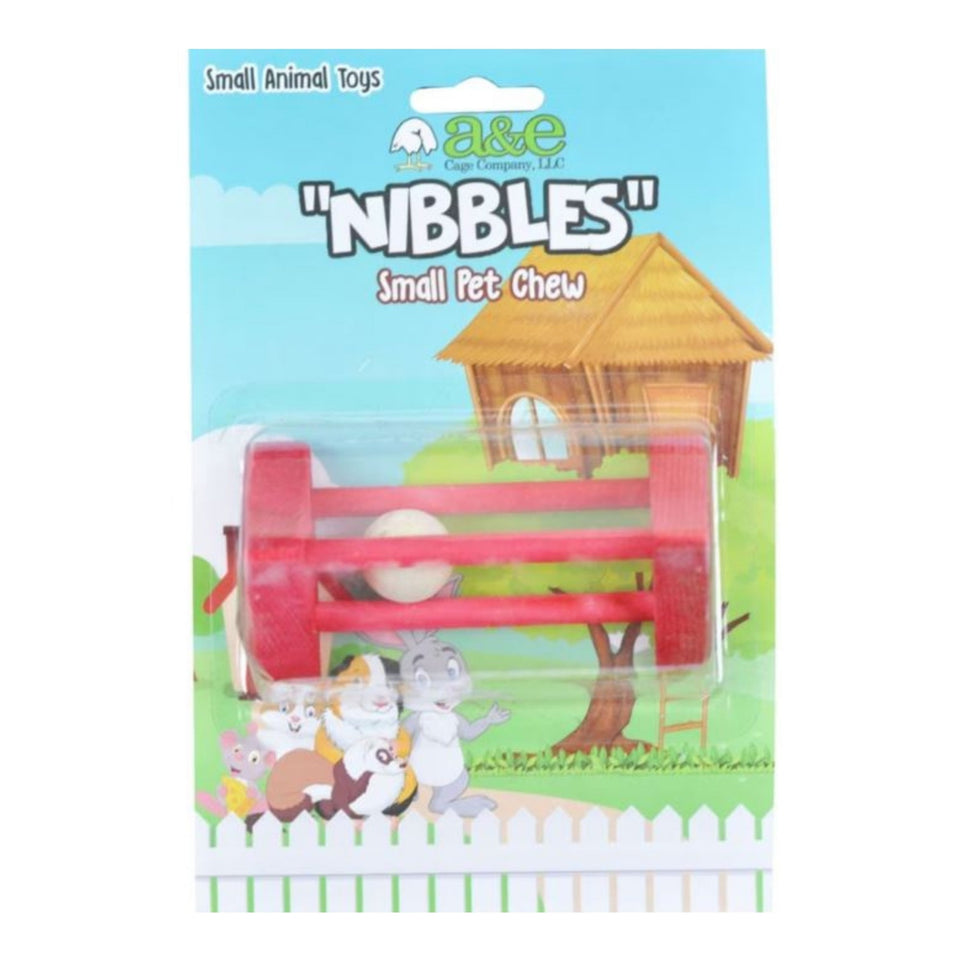 A & E Cages Wooden Triangle with Ball Small Animal Chew Toy 1ea - Small Animal Treats