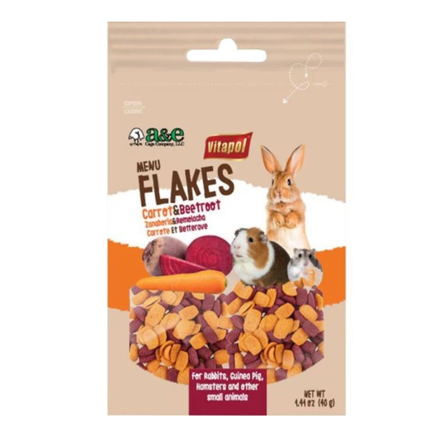 A E Cages Vitapol Menu Flakes Carrot Beetroot Small Animal Treats 1ea/4.4 oz