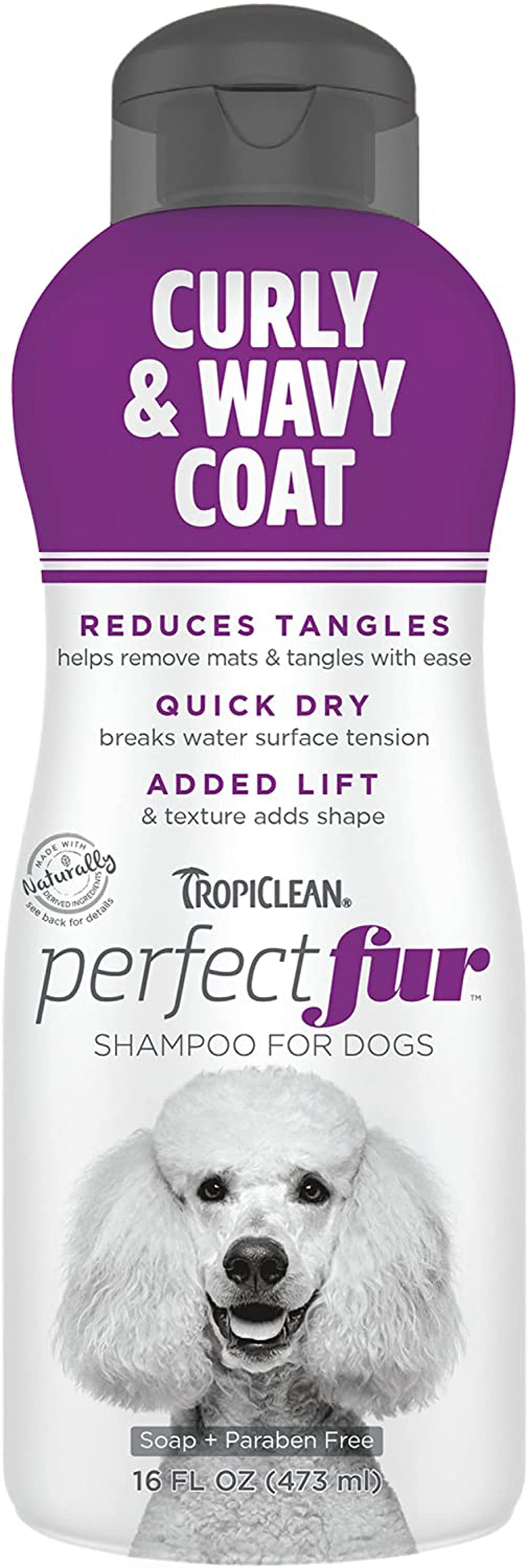 TropiClean PerfectFur Curly & Wavy Coat Pet Shampoo for Dogs, 16 oz