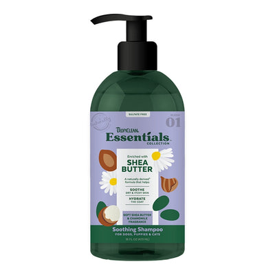 TropiClean Essentials Shea Butter Pet Shampoo for Dogs, Puppies & Cats 16 oz