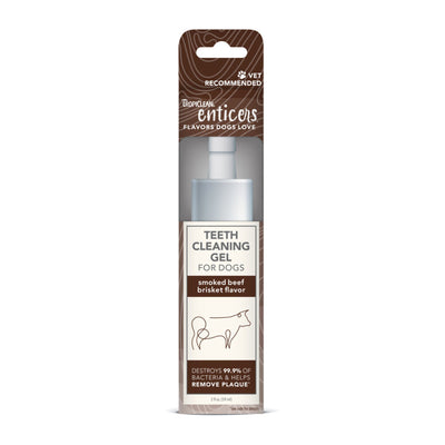 TropiClean Enticers Teeth Cleaning Gel for Dogs Smoked Beef Brisket 2 oz