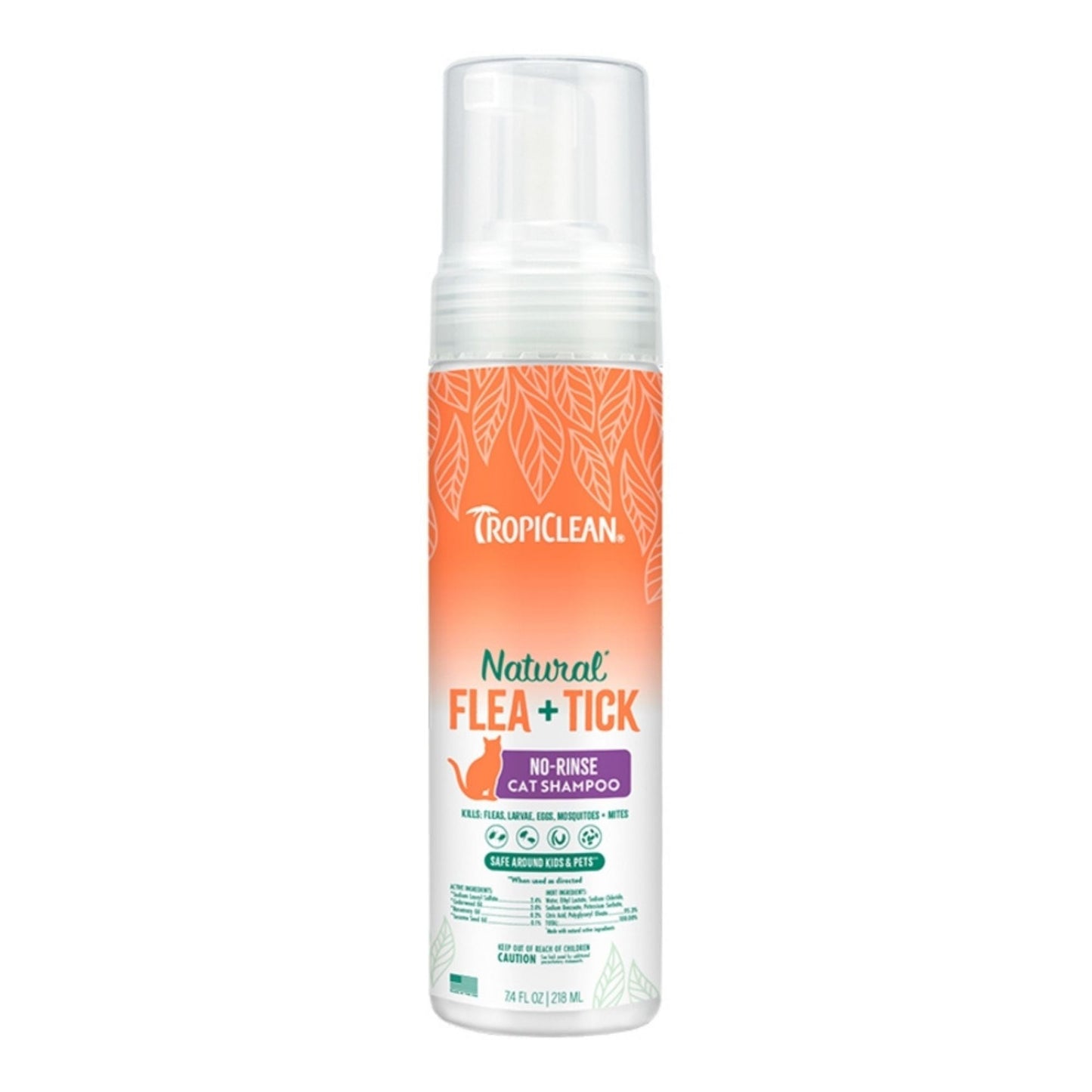 Tropiclean Cat Natural Flea & Tick Waterless Shampoo 7.4oz.