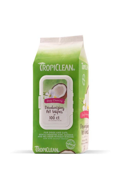 TropiClean Deep Cleaning Wipes for Dogs, 100-Count