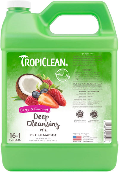 TropiClean Berry & Coconut Deep Cleansing Pet Shampoo for Pets, 1 gal