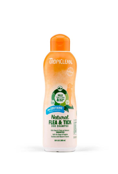 TropiClean Natural Flea & Tick Soothing Pet Shampoo for Dogs 20 fl oz