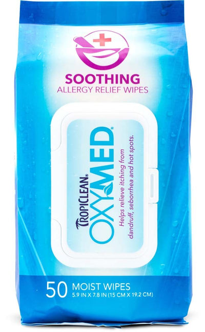 TropiClean OxyMed Soothing Allergy Relief Wipes, 50-Count