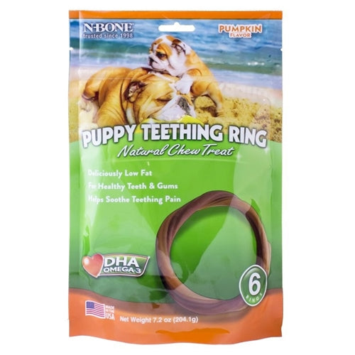 N-Bone Puppy Teething Rings Pumpkin, 7.2 oz, 6 ct