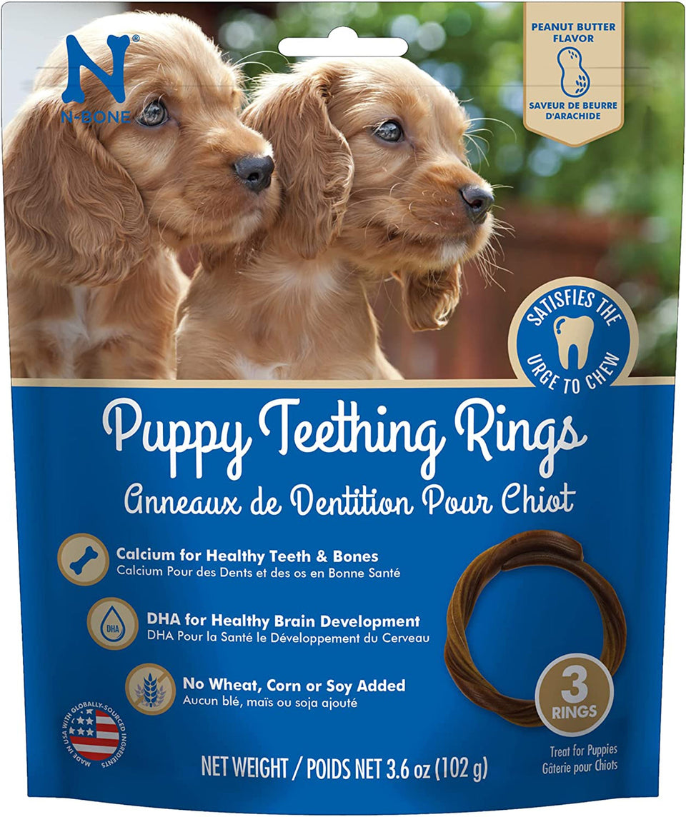 N-Bone Dog Teeth Ring Peanut Butter, 3-Count