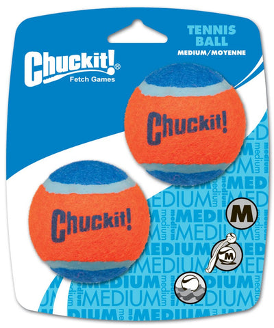Chuckit! Tennis Ball Dog Toy Shrink Sleeve Blue/Orange Medium, 2-Count