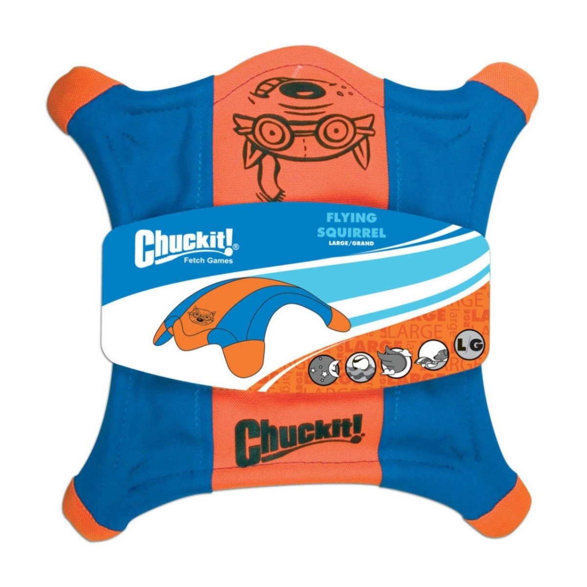 Chuckit! Flying Squirrel Dog Toy Blue/Orange 1ea/LG - Pets Perfect