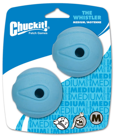 Two light blue Whistler balls with air hole, on Medium 2-pack card
