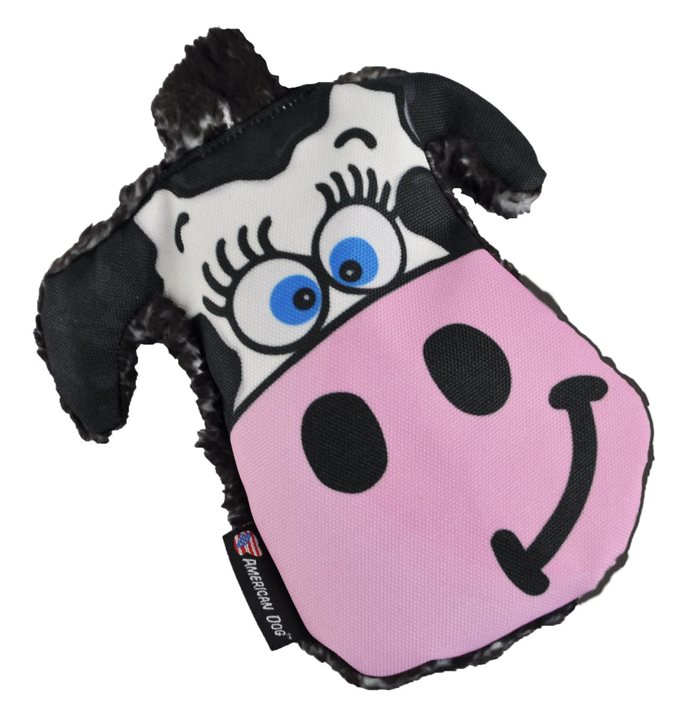 Moo-Ria Cow Plush Dog Toy - Crinkly & Cuddly 7" x 7", view 3