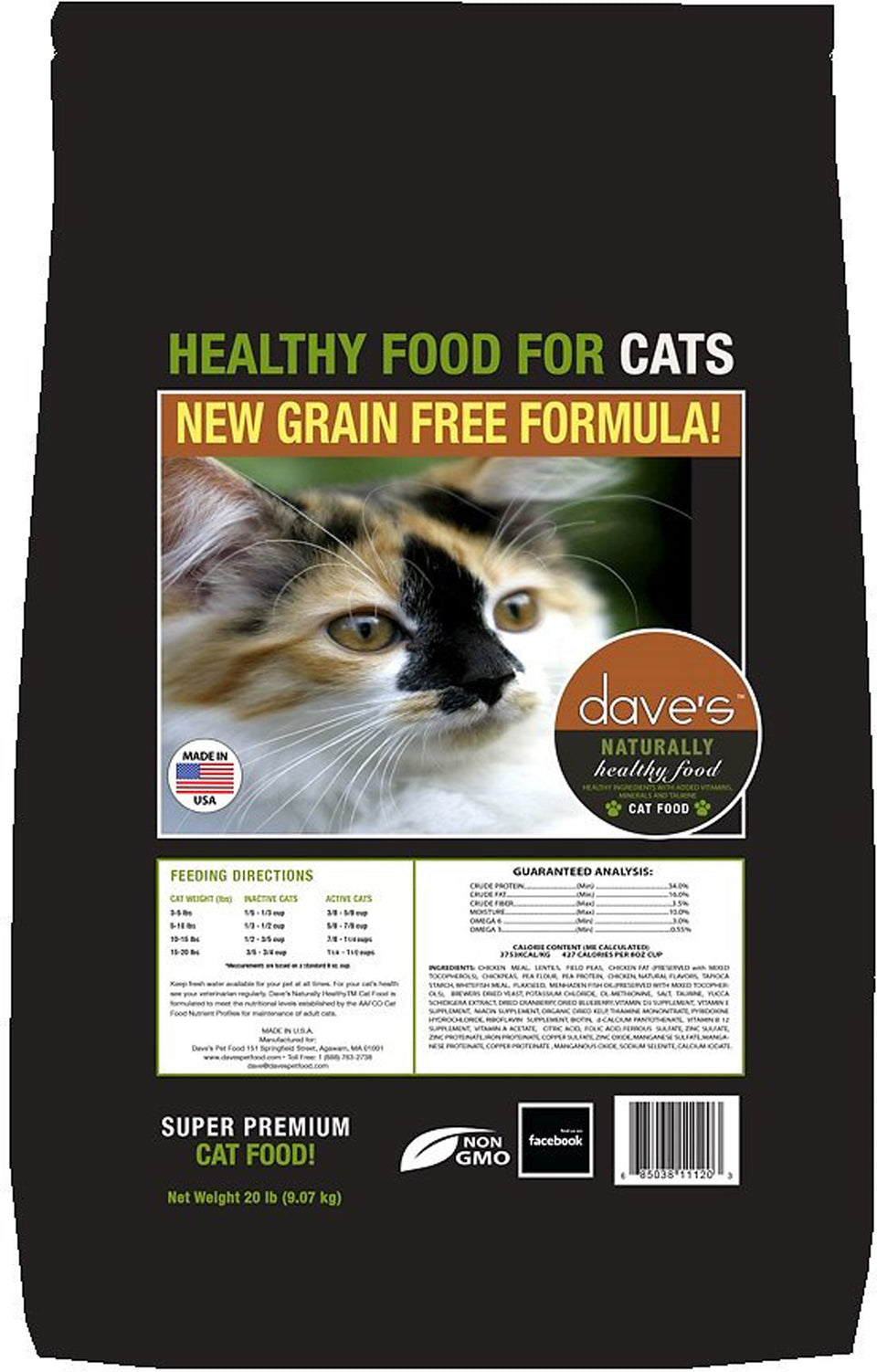 Dave's Pet Food Naturally Healthy Adult Dry Cat Food, 20 lb