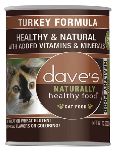 Dave's Naturally Healthy Cat Food; Turkey Formula 12.5oz. (Case of 12) - Pets Perfect