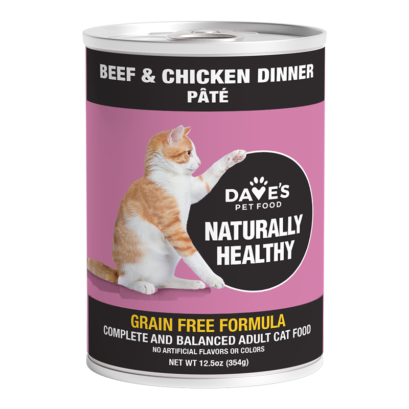 Dave's Naturally Healthy Cat Food, Beef and Chicken 13.2 oz. 12 ct
