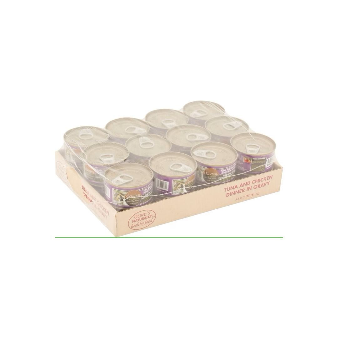 Daves Naturally Healthy Cat Food Tuna and Chicken Dinner In Gravy 3Oz (Case of 24) - Pets Perfect