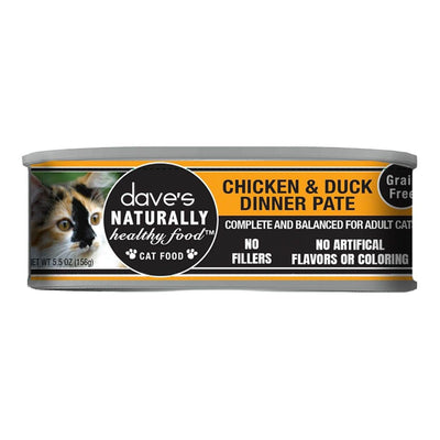 Dave's Naturally Healthy Cat Food, Chicken and Duck Pate, 5.5 oz