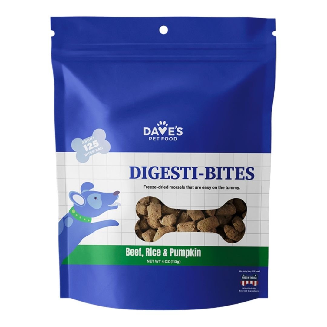 Dave's Pet Food Dog Digesti - Bites Freeze - Dried Beef Rice & Pumpkin 4oz - Pets Perfect