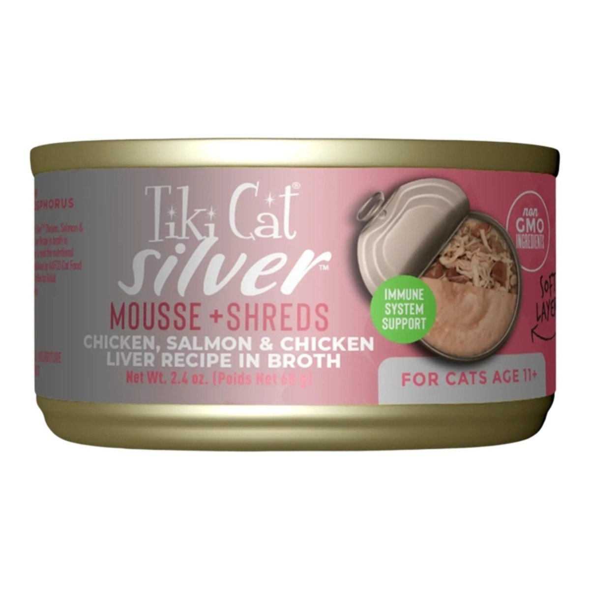 Tiki Pets Cat Silver Mousse Chicken & Salmon 2.4oz. (Case of 12) - Pets Perfect