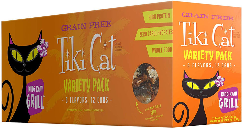 Tiki Pets Cat King Kamehameha Luau Variety Pack 2.8 oz. 12 ct