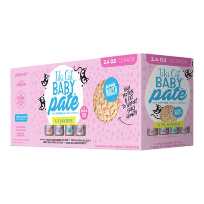 Tiki Pet Cat Pate Kitten Variety Pack, 2.4 oz each, Case of 12
