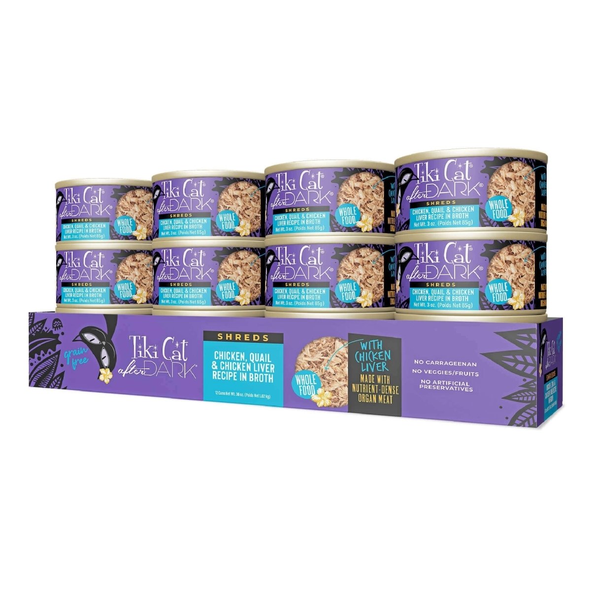 Tiki Pet Cat After Dark Shreds Chicken & Quail 3oz. (Case of 12) - Pets Perfect