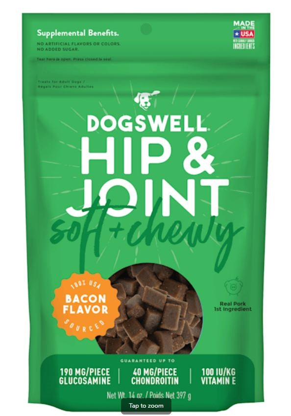 Dogswell Dog Hip Joint Soft Dog Chew Grain-Free Bacon 14 oz